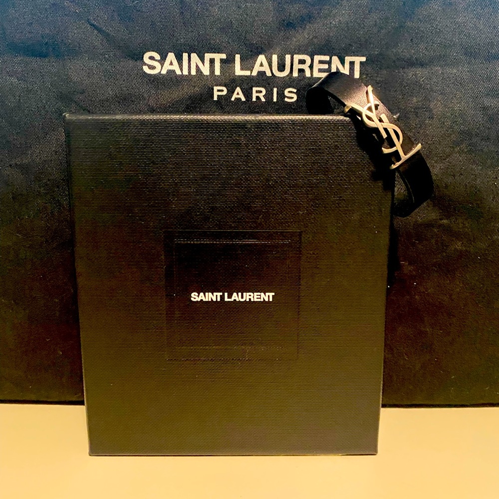 YSL Opyum Bracelet in Black Leather